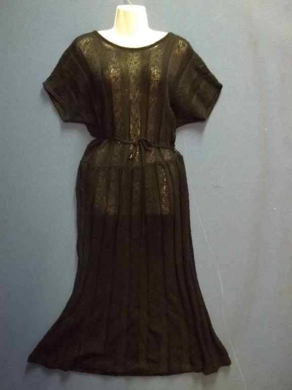 Black Knit Evening Dress c1980's - Size M