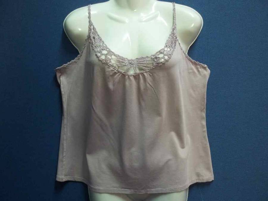 Dusty Pink Strappy T-Shirt With Lace Detail (95% Viscose/5% Spandex) - Size XL * Quality Brand