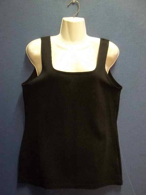 Black Sleeveless T-Shirt (92% Cotton/3% Elastane/5% Organic Cotton)- Size 40 * Quality Brand