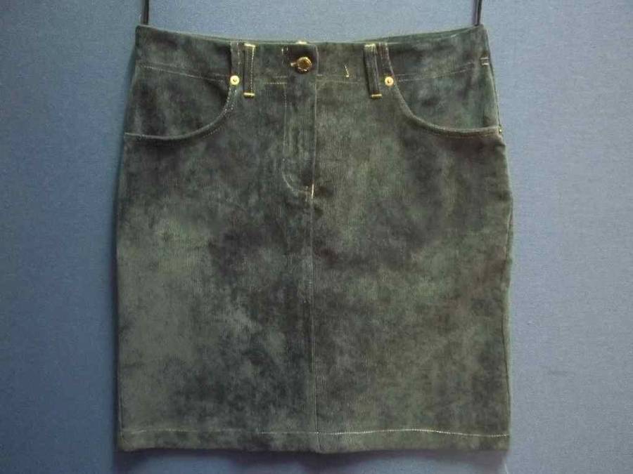 Fine Corduroy Blue/Grey Mini Skirt - Size 32