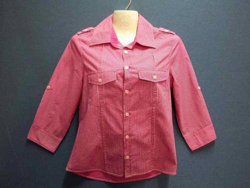 100% Cotton Pink & White Stripy Long Sleeve Shirt - Size 34