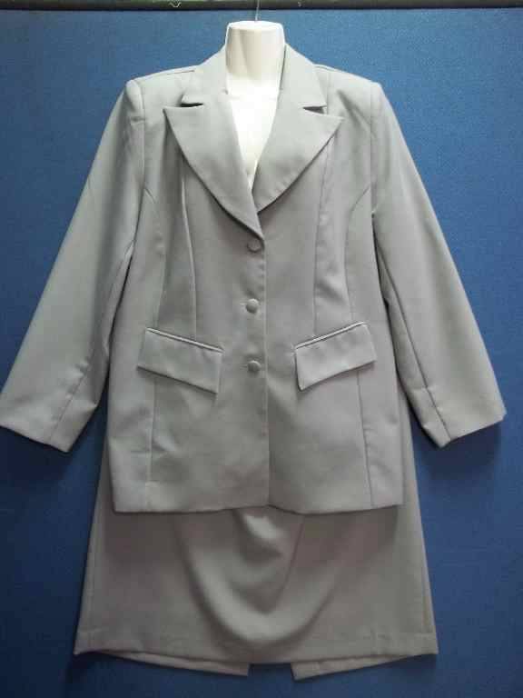 Fully Lined Dove Grey Work Wear Two Piece, Skirt Non-Elasticated Waist - Size 42