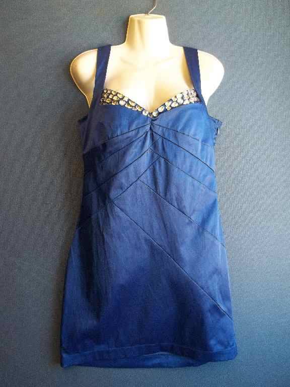 Short Blue Cocktail Dress - Chest 96cm, Waist 82cm, Hips 96cm