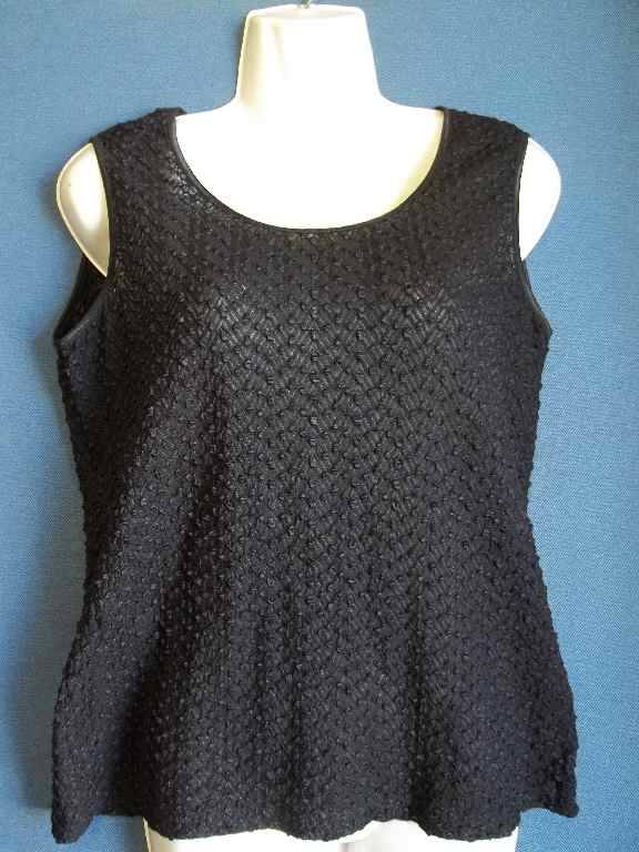 Stretch Polyester/Nylon Textured Black Top - Size M * Quality Brand