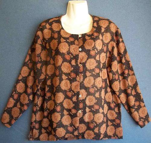 Brown & Black Floral Lightweight Polyester Long Sleeve Shirt - Size 36 * Quality Brand