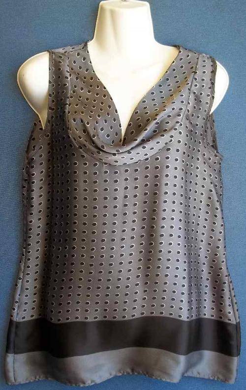 Lightweight Patterned Grey Polyester Top - Size 34 * Quality Brand