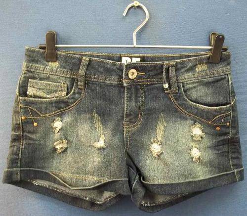 Short Short Stretch Denim Shorts With Serquin Detail - Size 33 (Waist 76cm, Hips 91cm) * Quality
