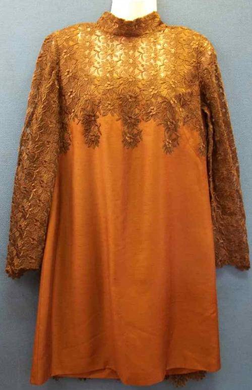 Vintage Brown Dress With Stunning Lace Detail - Size 36 (Chest 92cm)