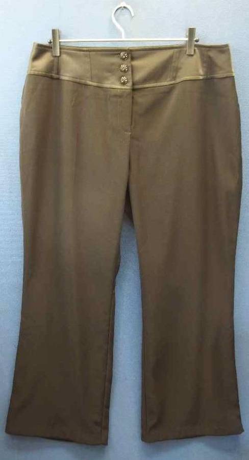 Very Dark Brown Stretch Polyester Pants - Size 42 (Waist 96cm, Hip 105cm) * Quality Brand