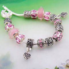 High quality 925 silver plated European Charms Beads Bracelet