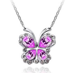 STUNNING !! AUSTRIAN CRYSTAL BUTTERFLY NECKLACE & PENDANT - 2 COLORS AVAILABLE !!