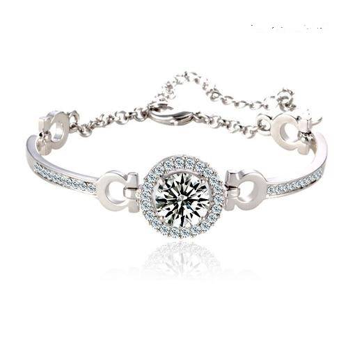 Sparkling Cr. Diamond- Huge 3.5ct Solitaire Engagement Tennis Bracelet