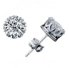 ***LATEST DESIGN! EXQUISITE 18K WHITE/CHAMPAGNE GOLD PLATED AAA+ CUBIC ZIRCONIA SQUARE STUD EARRINGS