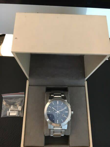Burberry Chronograph Blue Dial Stainless Steel Mens Watch model BU9363
