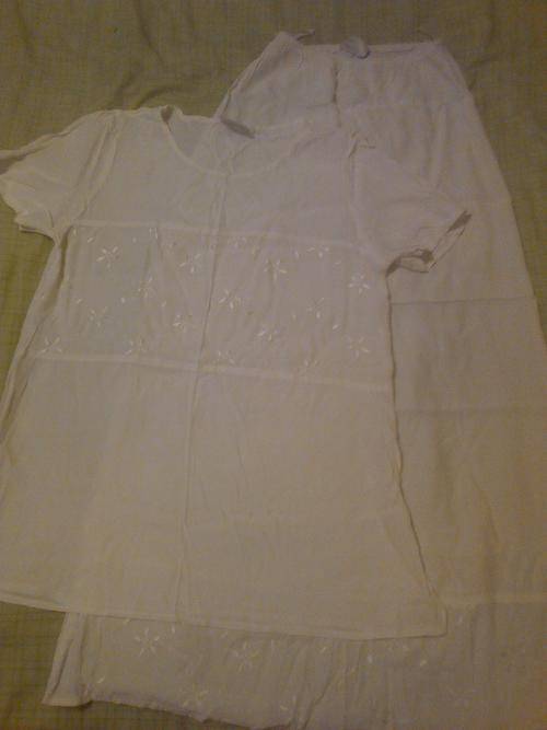 Size 8   Foschini White Set  :   Top with matching skirt with some embroidery detail