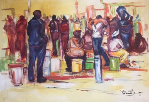 RARE!!! VERY NICE THOMAS MOSWANGALE ON CANVAS