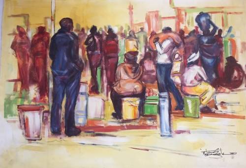 RARE!!! VERY NICE THOMAS MOSWANGALE ON CANVAS