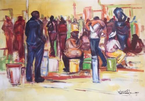 RARE!!! VERY NICE THOMAS MOSWANGALE ON CANVAS