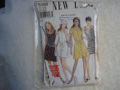 NEW LOOK PATTERN  6388 - SIX SIZES IN ONE 8 + 10 + 12 + 14 + 16 + 18 UNCUT AND SUPPLIED IN PLASTIC