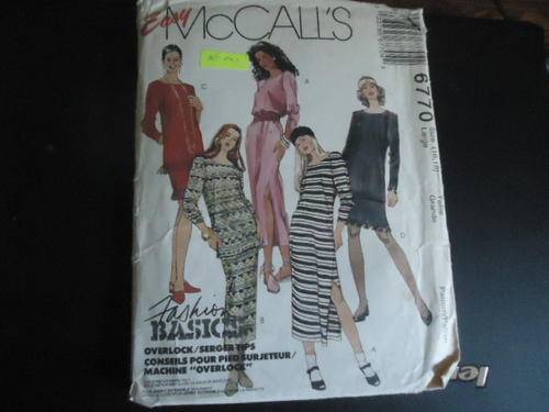McCALL'S "FASHION BASICS" PATTERNS 6770 - COMPLETE AND UNCUT -SIZE LARGE = 16 + 18