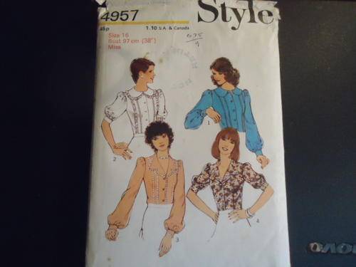 STYLE  PATTERNS 4957 MISS SIZE 16 BUST 97 CM - 38" COMPLETE