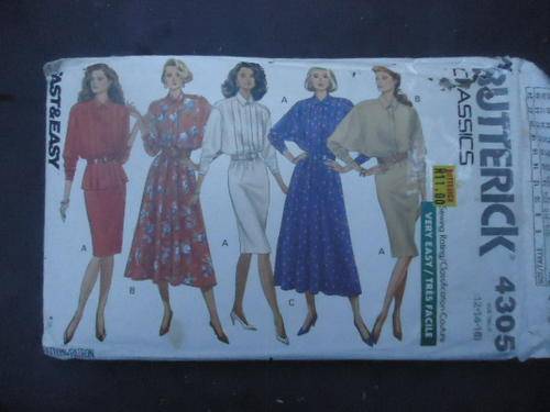 BUTTERICK  PATTERNS 4305 SIZES 12 + 14 + 16  - COMPLETE AND UNCUT