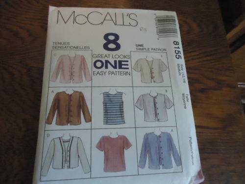 McCALL'S PATTERNS 8155 SIZE MEDIUM = 12 + 14  COMPLETE AND UNCUT -  GREAT LOOKS IN ONE EASY PATTERN