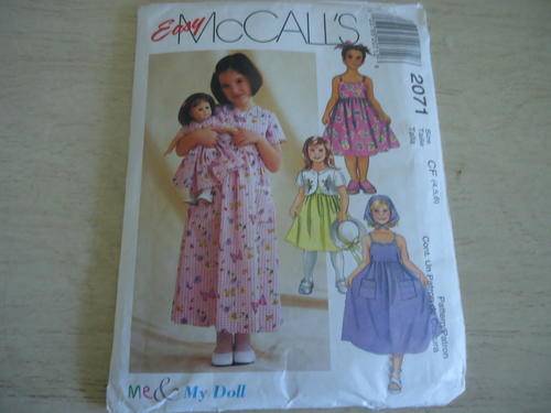 McCALL'S PATTERN NUMBER 2071 "ME AND MY DOLL" CHILD SIZE CF = 4 + 5 + 6 - COMPLETE