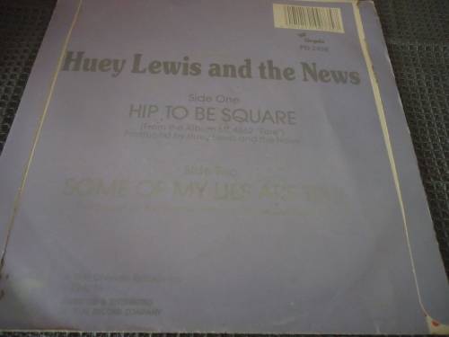 PICTURE SLEEVE HUEY LEWIS AND THE NEWS "HIP TO BE SQUARE" 1986 CHRYSALIS 45 RPM 7 SINGLE