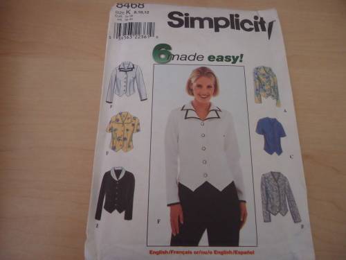 SIMPLICITY PATTERNS 8468 SIZE K = 8 + 10 + 12  COMPLETE