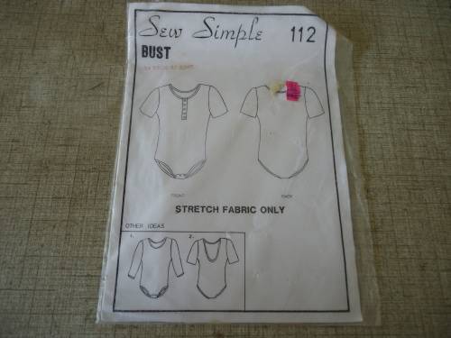 SEW SIMPLE PATTERNS   -NO 112  LEOTARD TOP SIZE 34" 87 CM