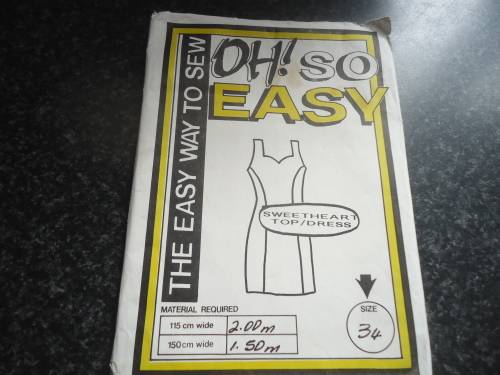 OH SO EASY  PATTERN  "SWEETHEART TOP/DRESS" SIZES 34"