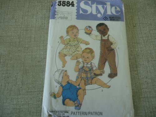 STYLE PATTERNS 3584  BABIES SIZE 6 + 12 + 18 MONTHS  - COMPLETE