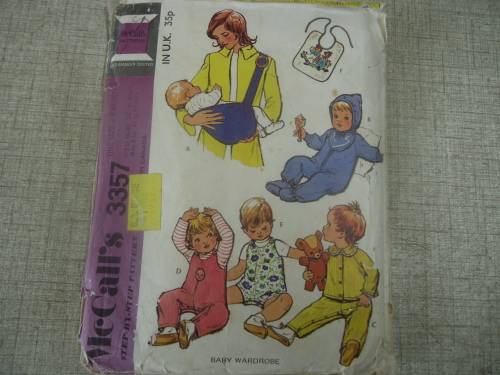 McCALL'S  PATTERNS  3357 BABY WARDROBE ONE SIZE - SEE DESCRIPTION