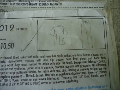 STYLE PATTERNS 2019 PANTS SUIT SIZE A = 8 - 18  COMPLETE