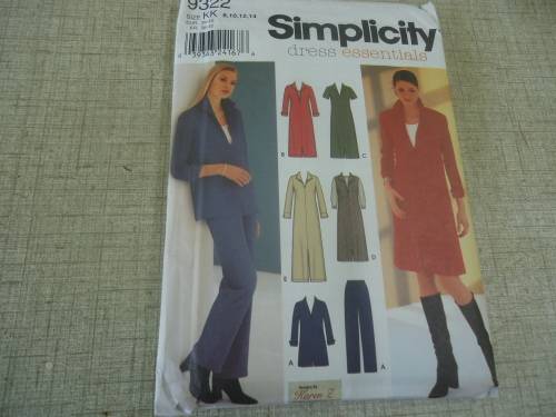 SIMPLICITY PATTERNS DRESS 7 PANTS 9322 SIZE KK = 8 + 10 + 12 + 14 COMPLETE