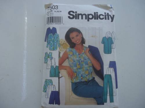 SIMPLICITY PATTERNS  BLOUSE/SKIRT/PANTS 7503 SIZE R  14 + 16 + 18 -  COMPLETE