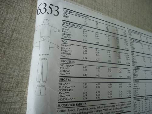 NEW LOOK PATTERNS 6353 MEN'S HOODIE/SWEATSHIRT/SHORTS & PANTS SIZES 36 - 44 MISSING POCKET