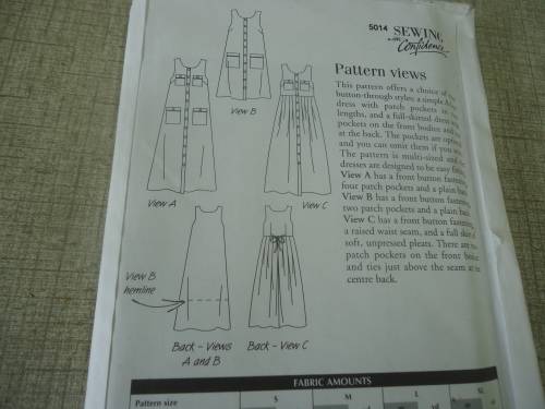 SEWING WITH CONFIDENCE PATTERN 14 - Pinafore DRESS - SIZE =  8 - 18 UNCUT