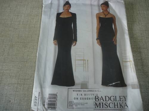 VOGUEPATTERNS - BADGLEY MISCHKA -  2237 EVENING DRESS & BOLERO SIZES 8 + 10 +  12  - COMPLETE