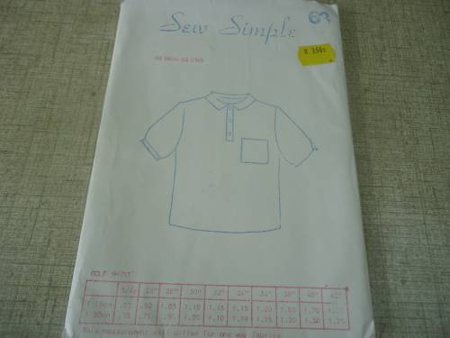 SEW SIMPLE PATTERNS 63 Golf Shirt SIZES 36" 92 cm COMPLETE