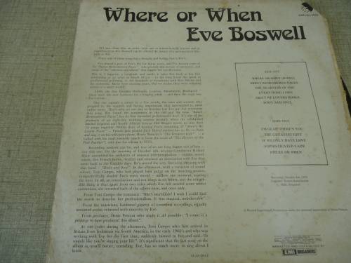 EVE BOSWELL - WHERE OR WHEN-1975 EMI STEREO LP