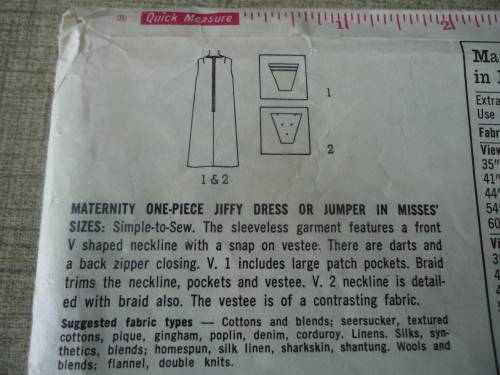 VINTAGE SIMPLICITY PATTERNS 5493 MATERNITY DRESS SIZE 16 BREAST 36"  COMPLETE