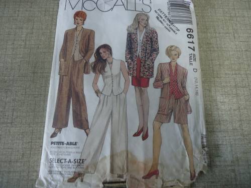 McCALL'S PATTERNS 6617 JACKET ONLY SIZE D =  12 + 14 + 16 SEE SESCRIPTION