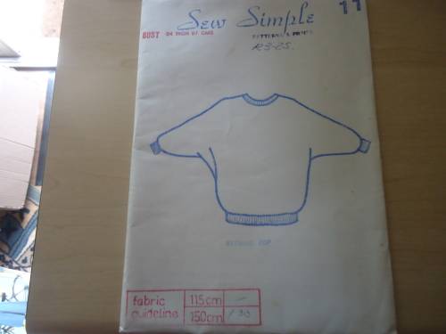 SEW SIMPLE PATTERNS  #11 BATWING TOP SIZE 34" 87cm  COMPLETE