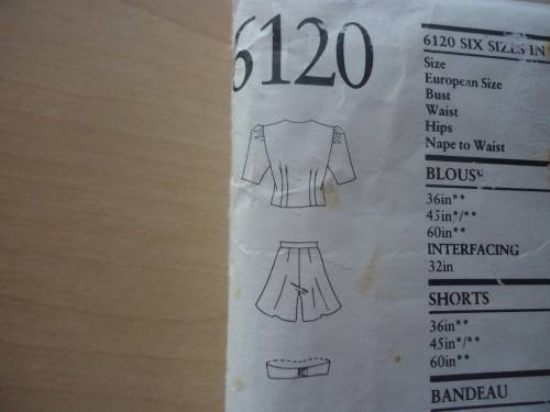 NEW LOOK PATTERNS 6120 -6 SIZES IN ONE -SHORTS/BIKINI TOP/BLOUSE  SIZES 8 - 18 - COMPLETE
