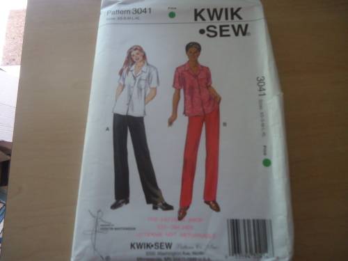 KWIK SEW PATTERNS 3041  TOP/PANTS SIZES X-SMALL, SMALL+MEDIUM+LARGE + X-LARGE - COMPLETE & UNCUT
