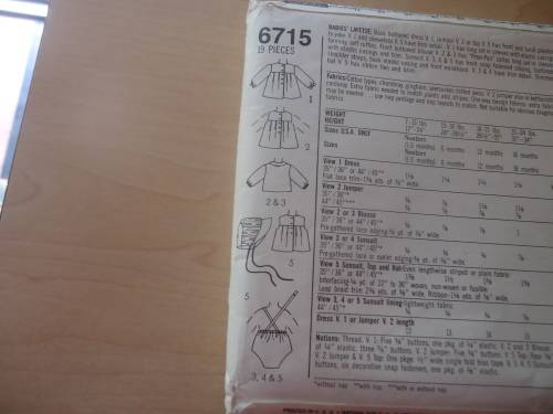 SIMPLICITY PATTERNS 6715 BABY OUTFITS SIZES NEWBORN - 18 MONTHS COMPLETE & UNCUT