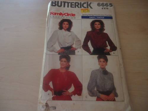 BUTTERICK  PATTERN 6665 4 DIFFERENT BLOUSES SIZE 6 + 8 + 10  COMPLETE