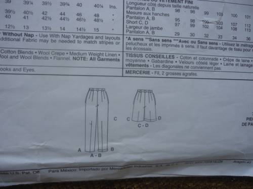 McCALL'S PATTERNS 7815  TAILORED PANTS & SHORTS  SIZE E =14 + 16 + 18 COMPLETE